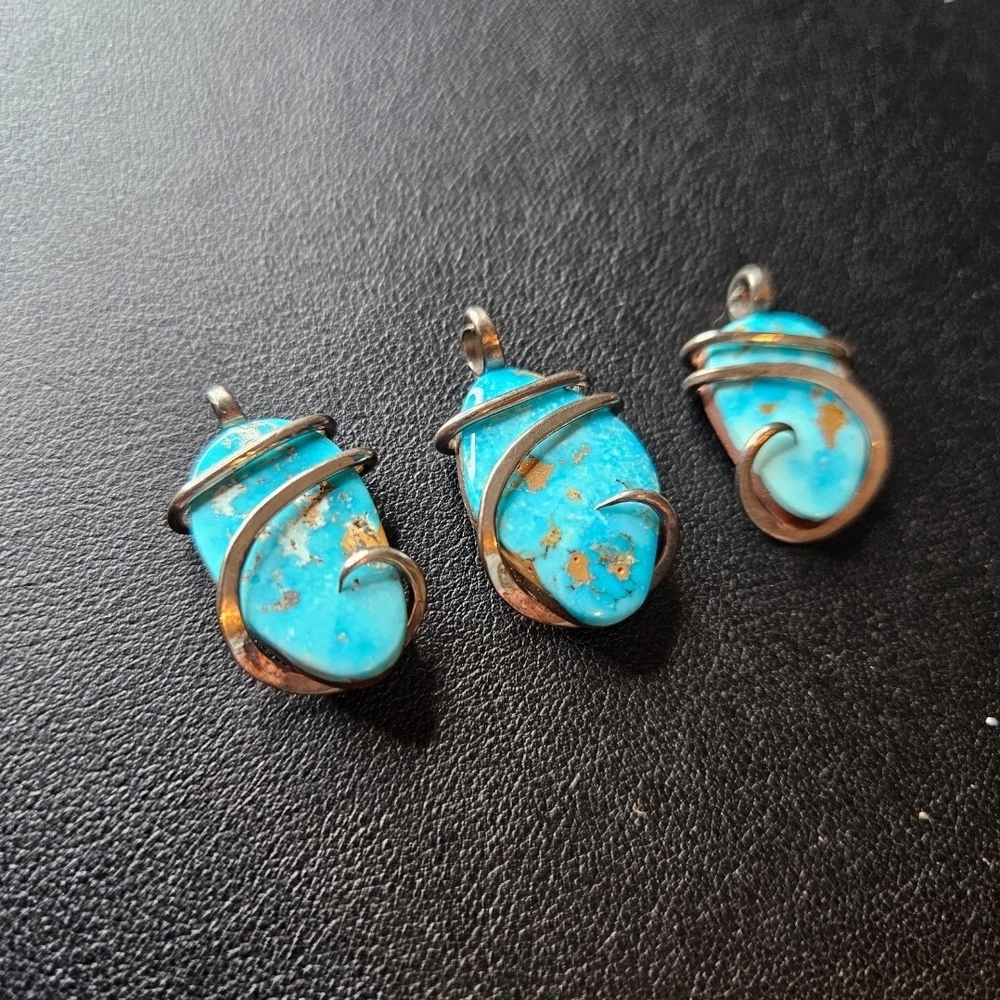 Turquoise and Silver Pendant Set